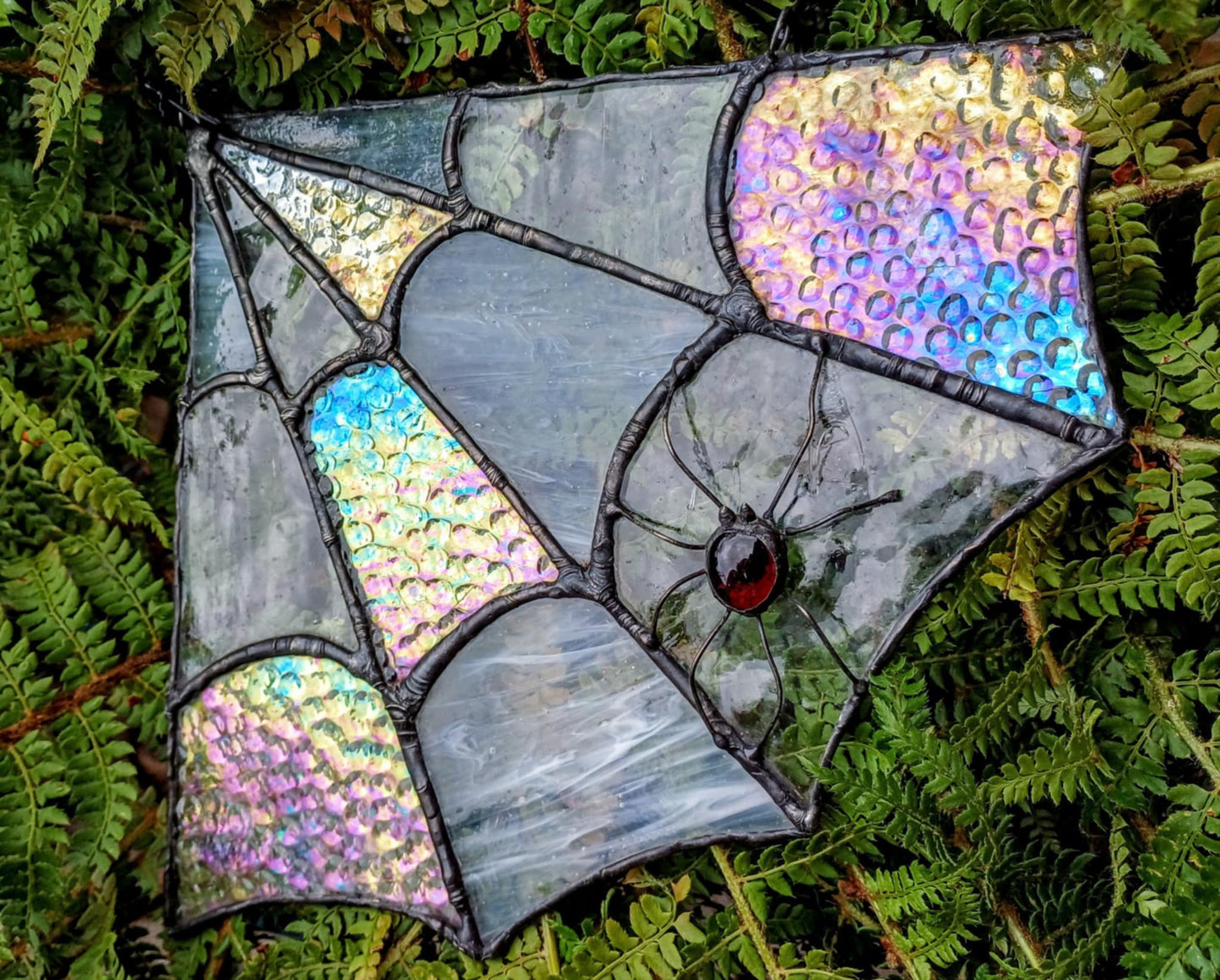 Iridescent Spider Web & Red glowing spider