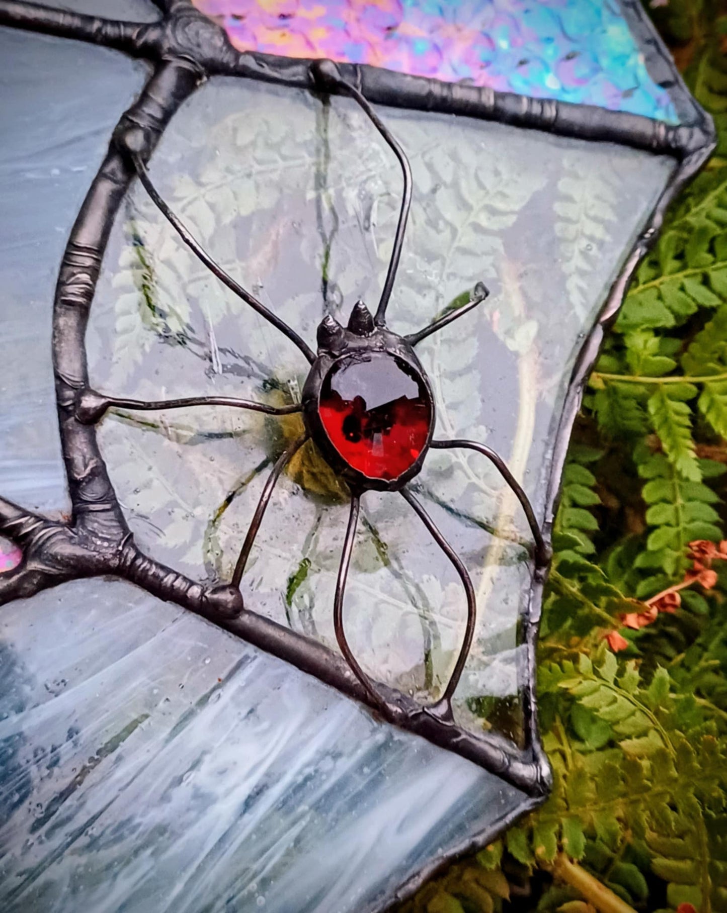 Iridescent Spider Web & Red glowing spider