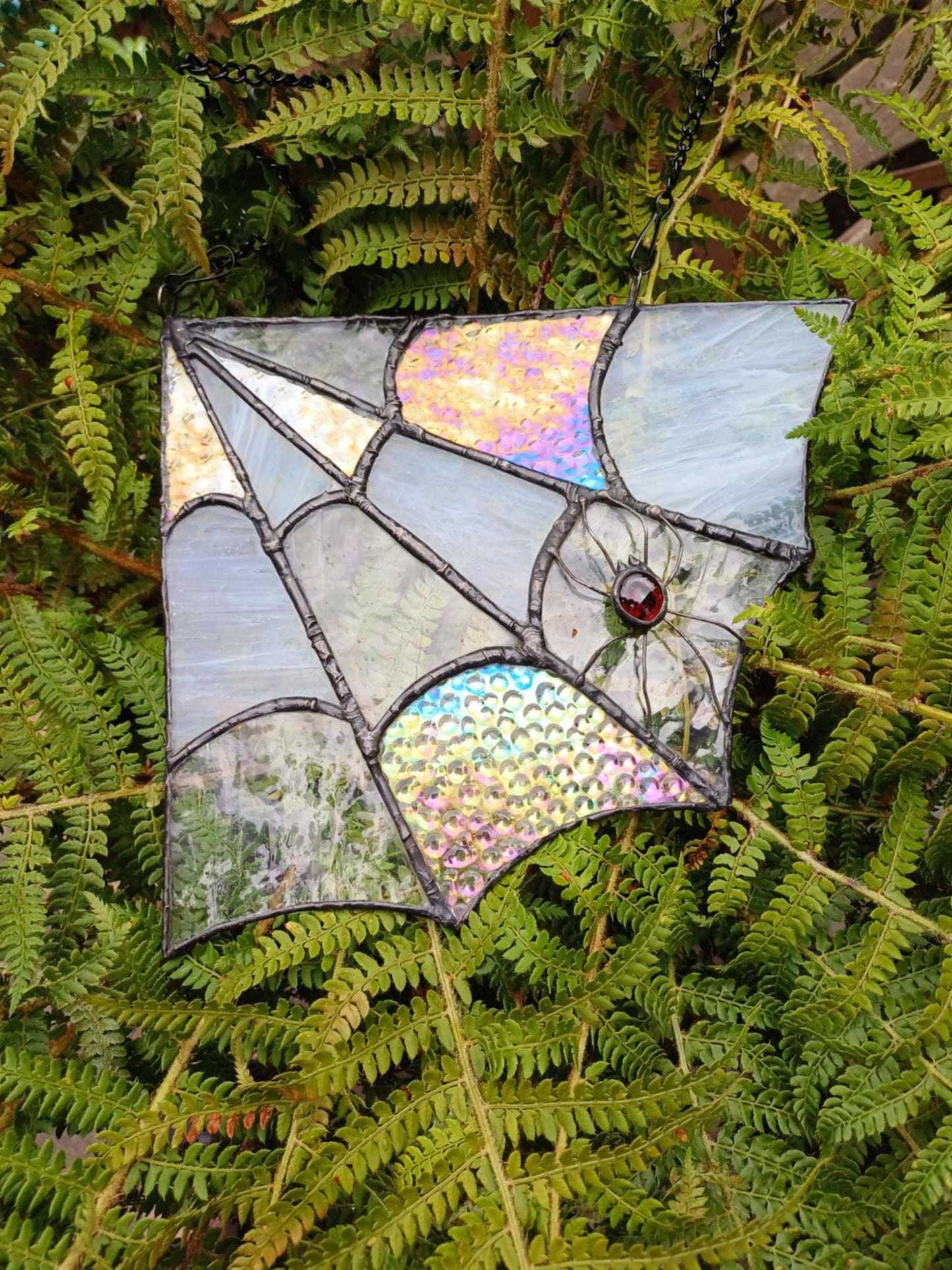 Iridescent Spider Web & Red glowing spider