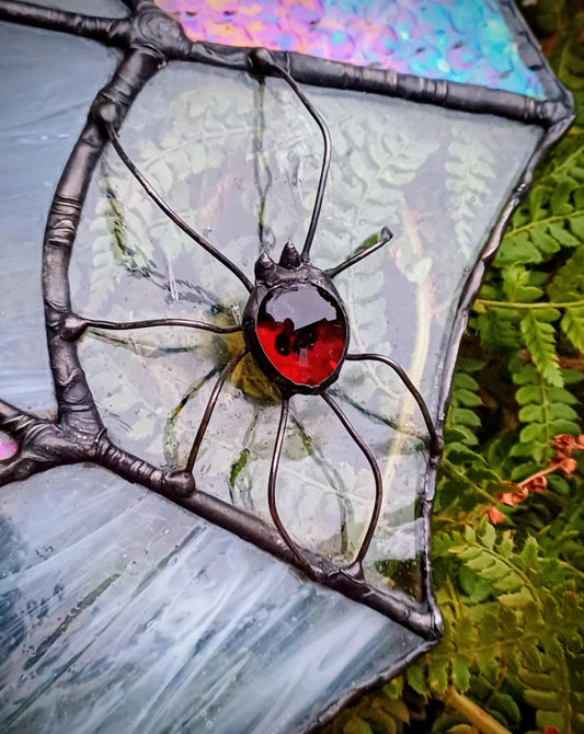 Iridescent Spider Web & Red glowing spider